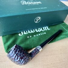 Peterson Petite Junior Rusticated Nickel Mounted Belge Fishtail Tobacco Pipe NEW picture