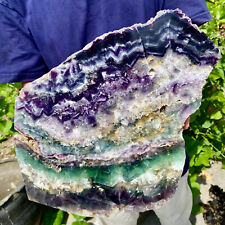12.3LB Natural Rainbow Fluorite Obelisk Quartz Crystal Wand Tower Point Healing picture