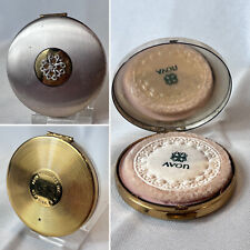 1940's Avon Compact Round Mirrored Two Toned Metal Powder Box New York USA picture
