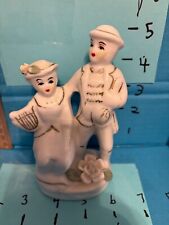 Vintage Sophia-Ann NY Porcelain Figurine Colonial Couple White Gold 5 ½” Tall picture