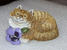 Valerie Pfeiffer Designs Resin Kitty Cat Figurine With Pansy Canadian Design picture