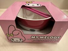 New Sanrio My Melody Face Pink Ramen Bowl Chopsticks Hello Kitty Kawaii Cute picture