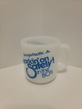 Vintage Glasbake Georgia Pacific D Handle Coffee Mug Cup Workin' On Safely picture