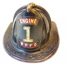 Vintage Cairns & Brother Leather Fire Helmet WNFD, Engine #1, Nice picture