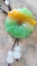 Chinese Handmade Jade Flower Pendant on Beaded String Necklace picture