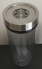 2010 Starbucks Coffee Bean Clear Plastic Canister Mermaid Logo Lid Storage picture