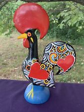 Vintage Vibrant BRIGHT ROOSTER Chicken Talavera Mexico Pottery Statue ❤️blt11m5 picture