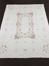 Vintage Hand Embroidered Tablecloth Exquisite Antique Linen 206x159cm picture