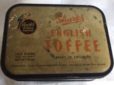 Antique Vintage Edward SHARPS ENGLISH TOFFEE Advertising Tin RARE BLUE  picture
