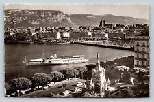 VINTAGE RPPC Postcard: Geneve, Switzerland Brunswick Monument Mont-Blanc Bridge picture