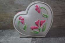NOS FTD Pink White Heart Floral Planter  