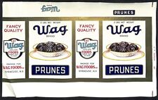 1931 Paper Box Label Wag Foods Wag Brand Prunes Syracuse, NY w/ Gilt Borders picture