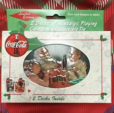SEALED DECKS IN TIN 1999 Playing Cards Coca-Cola 1953 Santa Claus Christmas  picture