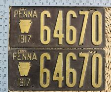 1917 Pennsylvania License Plate PAIR ALPCA Garage Decor 64670 AACA Ford Dodge picture