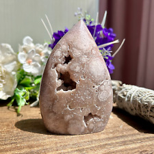405g Natural pink amethyst Flame Quartz crystal Freeform Reiki healing Display picture