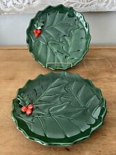Lefton Holly and Berries Plates Set Of 2- 9” Round Vintage Excellent Condition picture