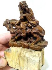 Chinese Art Vintage Hand-carved Resin on Base stone Statue man on horse Figurine picture