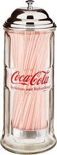 Tablecraft CC322 Coca-Cola Glass Straw Dispenser with Metal Lid, Small picture
