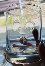 Fleur De Lis Whiskey Glass Mid Century Barware Rolf Bourbon Beautiful Etch Set-4 picture