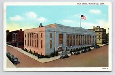 c1930s Post Office Street View Downtown Cars Waterbury Connecticut CT Postcard picture