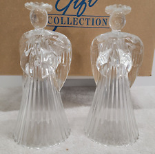 Vintage Avon Glowing Angel Crystal Candlesticks 1992 SET OF 2 WITH BOX 24% Lead picture