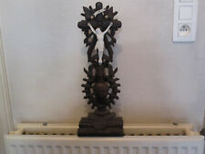 ANTIQUES CROSS  WOODCARVING AND PORCELIN BISQUE picture