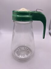 Vintage Green Plastic & Glass Patented Drip Free Syrup Bottle  picture