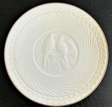 Ornate Porcelain Bisque Wedding Plate White Doves 14K Gold Trim picture
