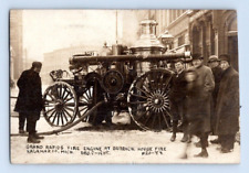 RPPC 1909. KALAMAZOO, MICHIGAN. BRASS FIRE ENGINE. BURDICK HOUSE. POSTCARD DB44 picture