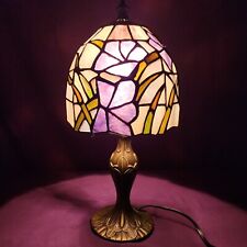Meyda Tiffany Table Lamp Vintage Uthica NY USA , Purple Tulip shade 13.5in tall picture