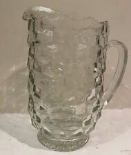 Vintage Indiana Glass Cubist Colony Whitehall Water Clear Glass Pitcher 52 Oz picture