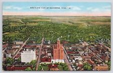 Rochester Minnesota Birds Eye View Downtown Linen Postcard picture