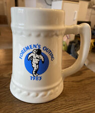 vintage pottery beer mug stein ; foremen's outing 1983  6