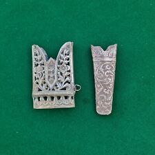 Vtg silver engraved mughal islamic tulwar sword saber shamshir chape tip&Locket picture