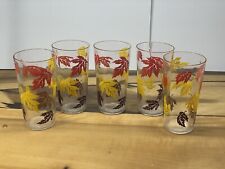 Set of 5 Vintage Libbey Autumn Leaves Glasses - 5