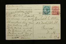 Vintage Postal History Postcard New South Wales to USA 1913 Neutral Bay Harbor picture