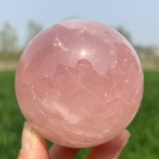 520g Natural Pink Rose Quartz Sphere Crystal Ball Reiki Crystal Gem Decor Gift  picture