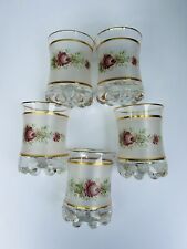 Vintage Interpur Lot Of (5) Medium Size Cocktail 8oz Frosted Flower Gold Accents picture