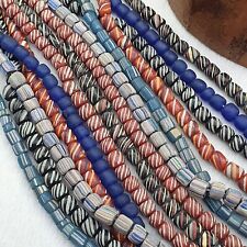 Lot 7 Strands Vintage AFRICAN Multicolor Stripes GLASS BEADS 7-9MM necklace L2 picture