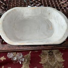 Vintage Wooden Hand Carved Dough Bowl Painted Gray picture