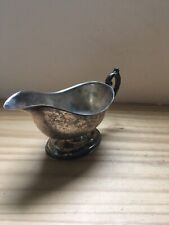 Vintage 70s Silver Plated Gravy Boat Old Sauce Serving Handle Pitcher Bowl 7.5