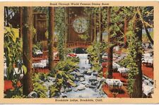 California Brookdale Lodge Dining Room View Linen Postcard picture