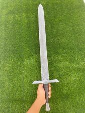 Handmade Damascus Steel Sword With Leather On Handle battle ready picture
