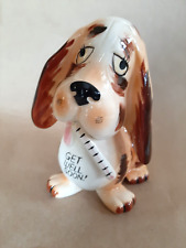 Vintage Bassett Hound Sick Puppy Dog Ceramic Planter Get Well Soon 1960s Kitch picture