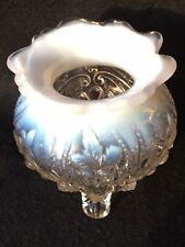 SOWERBY OF ENGLAND ANTIQUE ROSE BOWL OPALESCENT FOOTED VASE CAULDRON LEAF PEARLS picture