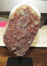 LARGE DARK CITRINE CRYSTAL DRUZE CLUSTER GEODE F/ BRAZIL CATHEDRAL STEEL STAND  picture