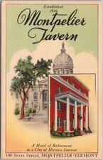 1946 Montpelier, Vermont Postcard MONTPELIER TAVERN Hotel / Teknitone Linen picture