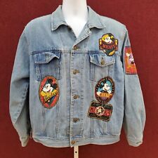 90s Mickey & Co Denim Jean Jacket Large Disney International Brand Patches picture