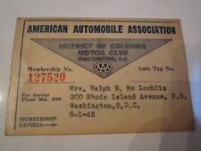 1945 AMERICAN AUTOMOBILE ASSOCIATION  I.D. CARD  - BOX S picture
