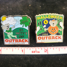 2 Outback Steakhouse Holiday 2004 Halloween 2005 St Patty's promo lapel pin hat picture